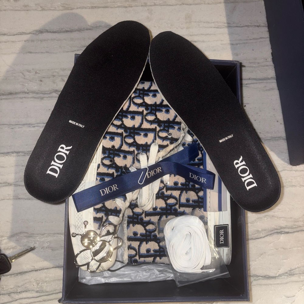 Dior Monogram High-Top Sneakers - Navy and White - Picture 16 of 16